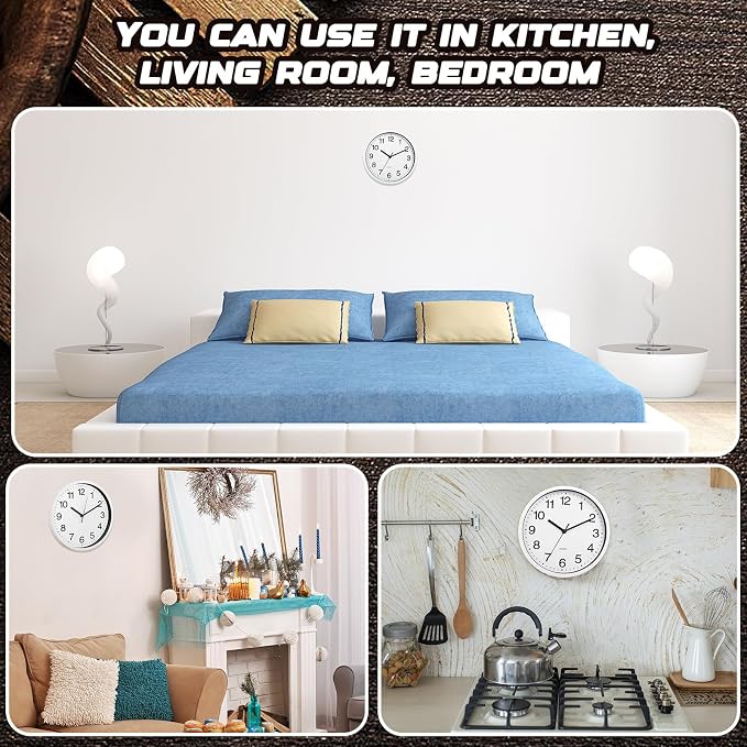 Inbagi 8 Pcs Wall Clock Large Silent Battery Operated Wall Clocks Modern Non - Image 6