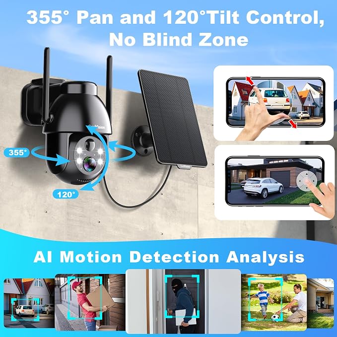 SeeVision Solar Security Cameras Wireless Outdoor, 2K PTZ WiFi 3MP Indoor - Image 4