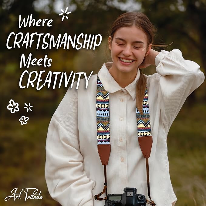 Art Tribute Camera Strap, Vintage Embroidered Neck Shoulder & Crossbody Camera - Image 8