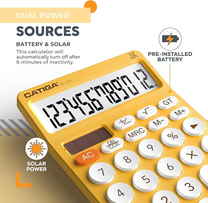 CATIGA 12 Digit Desktop Calculator Basic Desk Calculator - Image 4