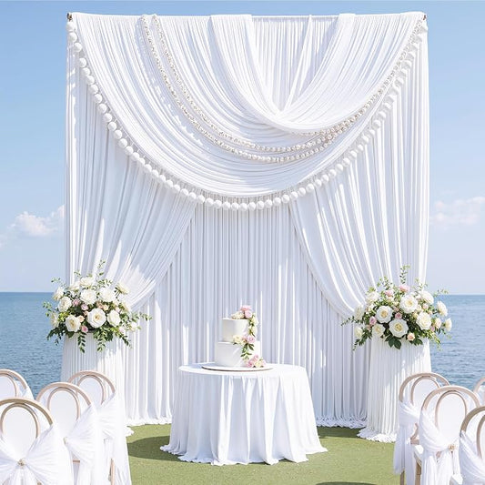 50ft x 15ft White Backdrop Curtains by CO-AVE