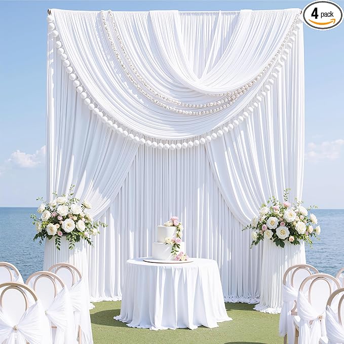 20ft x 15ft White Backdrop Curtains by CO-AVE