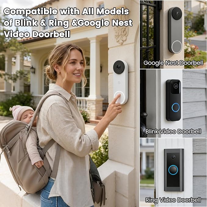 WiFi Wireless Doorbell Chime for Google Nest Ring Blink – No Wiring Needed - Image 2
