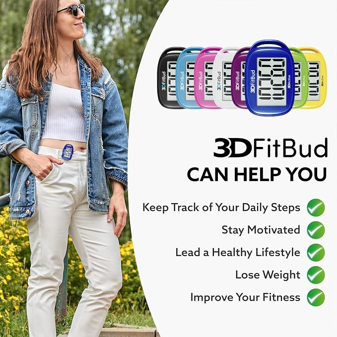 3DActive 3DFitBud Simple Step Counter Walking 3D Pedometer - Image 4