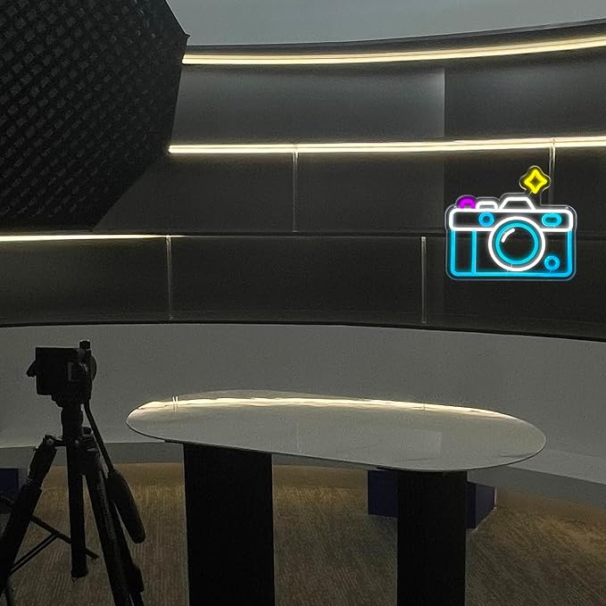 Camera Neon Sign Dimmable LED Light Up Wall Decor Multi-Color Retro Photography - Image 4
