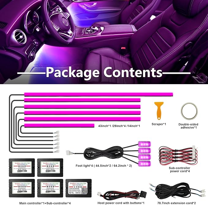Acrylic Interior Car Lights, Car Accessories 10 in 1 Car LED Strip Lights - Image 5