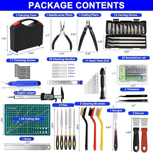 3D Printer Tool Kit, Removal Tools, Digital Caliper, Cutting Mat, Carrying Case - Image 2