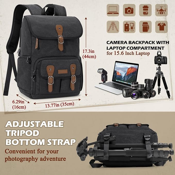 RAINSMORE Camera Bag Backpack for DSLR/SLR Mirrorless 15.6 Inch Laptop Camera - Image 5