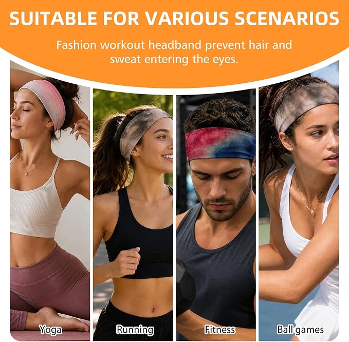 8PCS Summer-Exclusive Non Slip Sports Elastic Soft Running Fashion Headbands - Image 5
