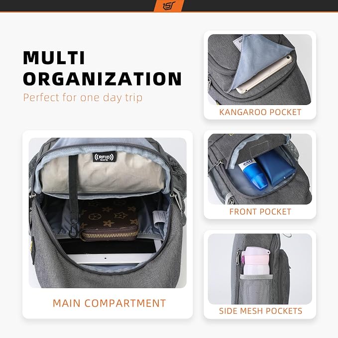 SKYSPER Sling Bag RFID Crossbody Sling Backpack Cross Body Shoulder Bag Travel - Image 2