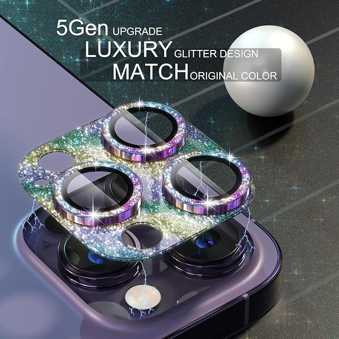 Choiche for iPhone 14 Pro/iPhone 14 Pro Max Camera Lens Protector, Bling Camera - Image 3
