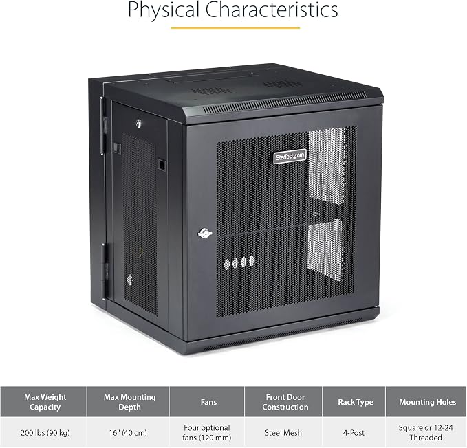 StarTech 4-Post 12U Wall Mount Network Cabinet - Image 4
