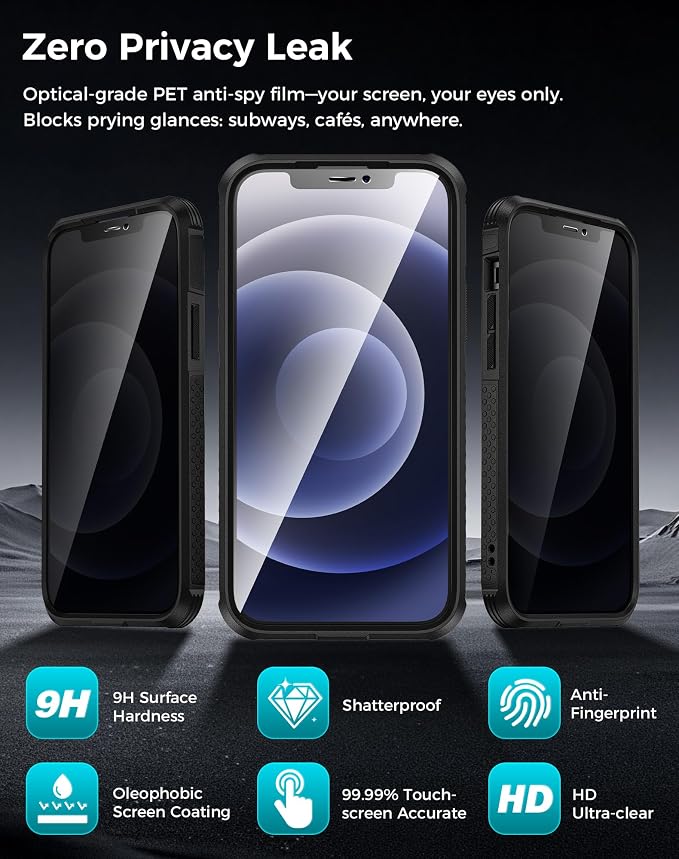 Goton for iPhone 12 Case with Privacy Tempered Glass Screen Protector & Camera - Image 5