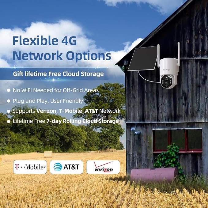 4G LTE Cellular Security Camera, No Wifi Security Camera, 2.5K Solar Camera - Image 3