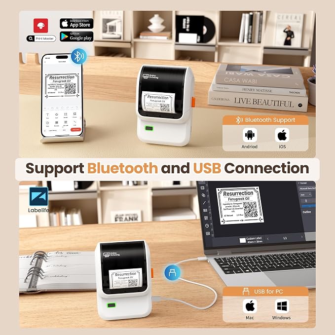 Ponek Label Maker Machine with 3 Tapes, M100 Bluetooth Label Printer, Versatile - Image 6