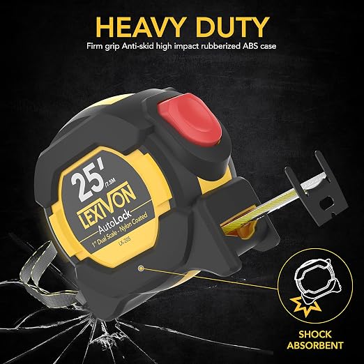 LEXIVON 25Ft/7.5m AutoLock Tape Measure | 1-Inch Wide Blade - Image 4