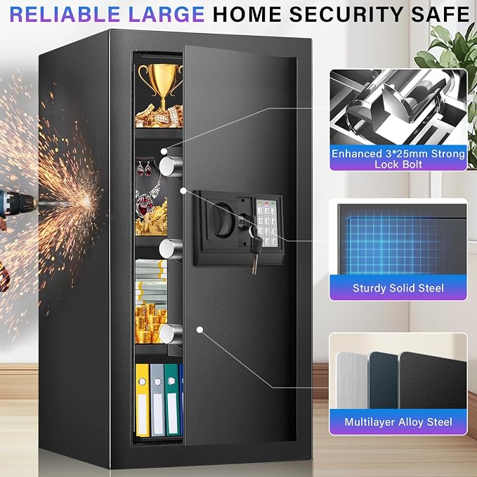 Tall Safe Box, Home Safe with Fireproof Waterproof Bag, 6.2 Cuft Anti-Theft - Image 2
