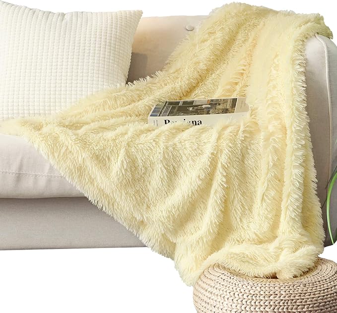 Tuddrom Decorative Extra Soft Faux Fur Throw Blanket 50"x 60", Solid Reversible by Tuddrom