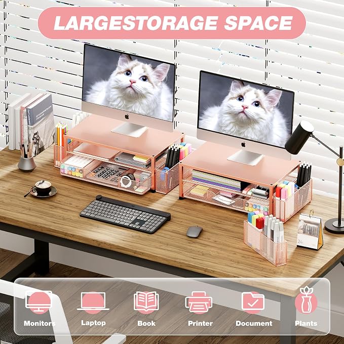 OPNICE Desk Organizers and Accessories, 2-Tier Computer Monitor Stand - Image 4