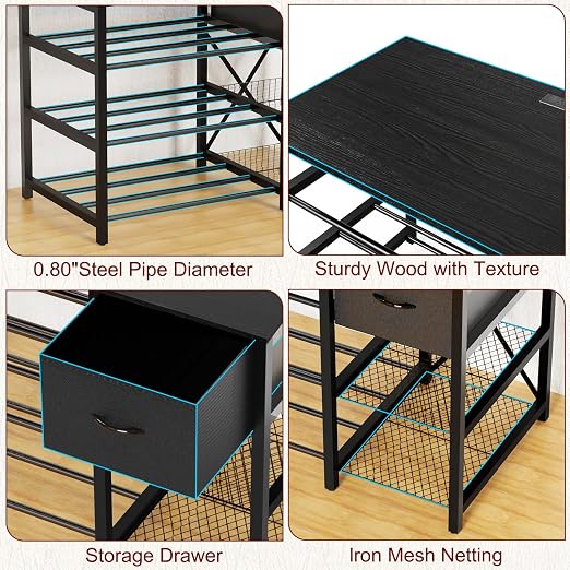 3D Printer Stand with Filament Storage Rack, 3-Tier Filament Holder with Drawer - Image 4