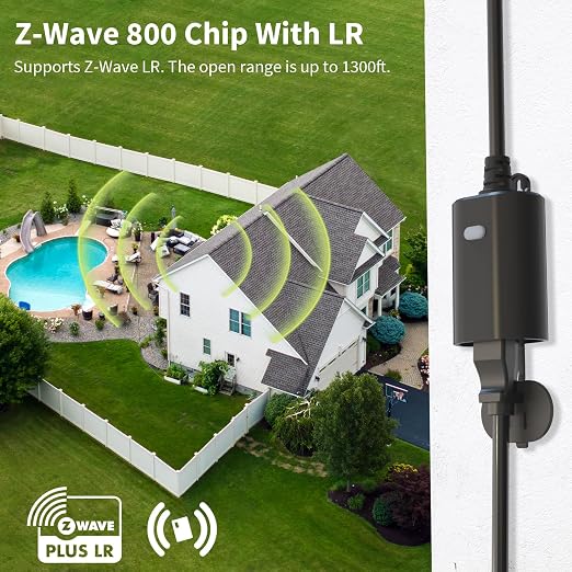 Minoston Zwave Outlet Plug, 800 Series Outdoor Z-Wave LR Smart Plug, On/Off - Image 2