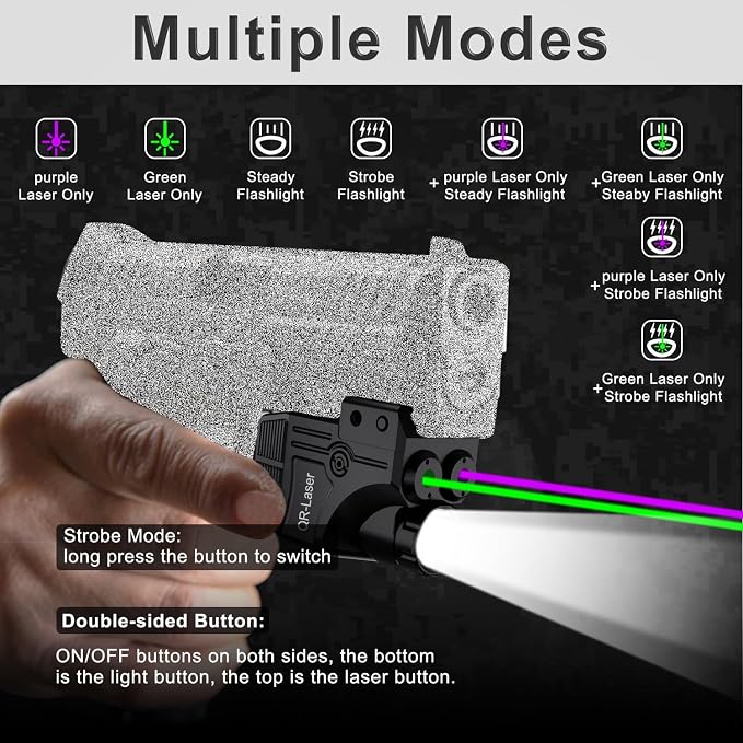 Red Green Purple Blue Laser Light Combo, 800 Lumens Tactical Flashlight Laser - Image 4