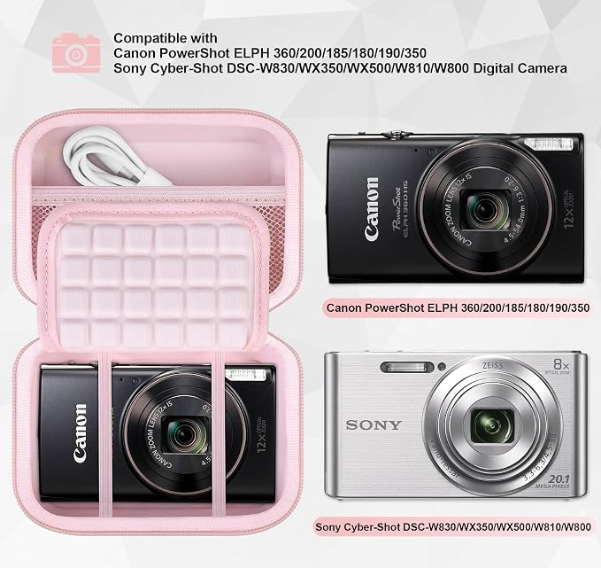 Lacdo Camera Carrying Case for Canon PowerShot ELPH 360/200/185/180/190/350 - Image 3