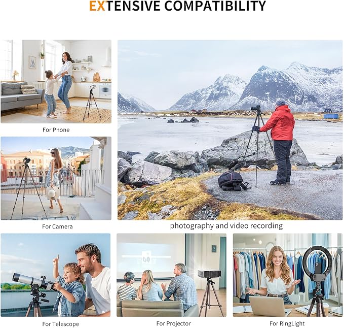 KINGJOY 71" Camera Tripod, Lightweight Travel Tripod - Image 2