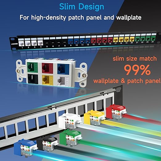 Keystone Jack Cat6 Slim 25 Pack, Cat6 Keystone Jacks 90 Degree, RJ45 Keystone - Image 5
