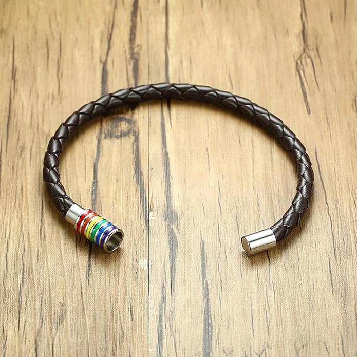 Nanafast Titanium Stainless Steel Rainbow LGBT Pride Bracelet Handmade Braided - Image 7