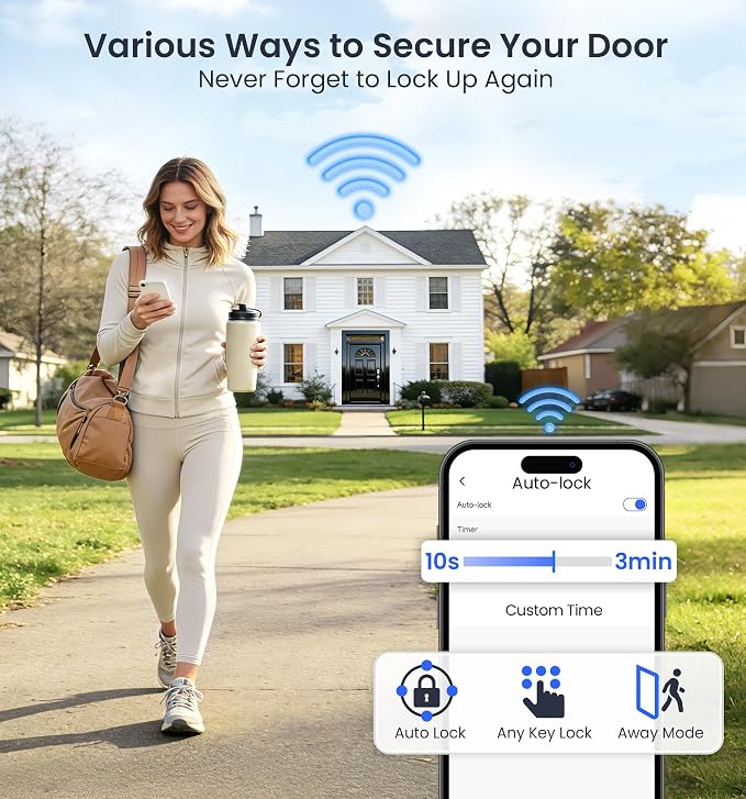 Veise VE012W Built-in WiFi Fingerprint Smart Lock, App Remote Control, - Image 7