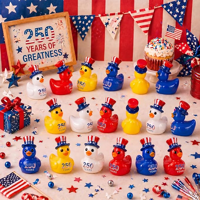 Skylety 36 Pcs Patriotic Mini Ducks 4th of July Independence Day Party Decor - Image 5