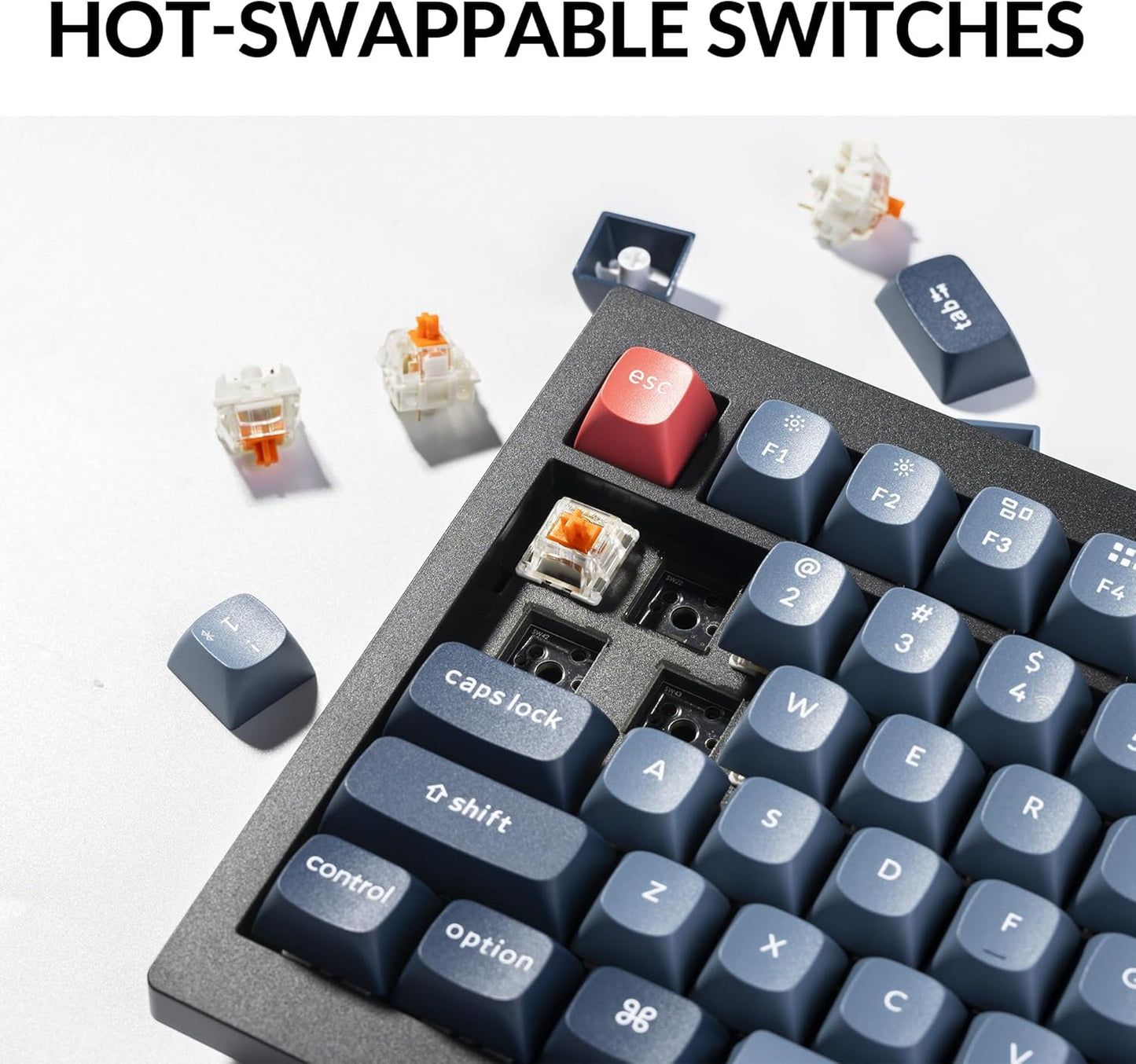 Keychron V6 Max Wireless Custom Mechanical Keyboard, 2.4 GHz Bluetooth 5.1 QMK Full-Size Layout RGB with Hot-swappable Silent Red Switch Compatible with Mac Windows Linux