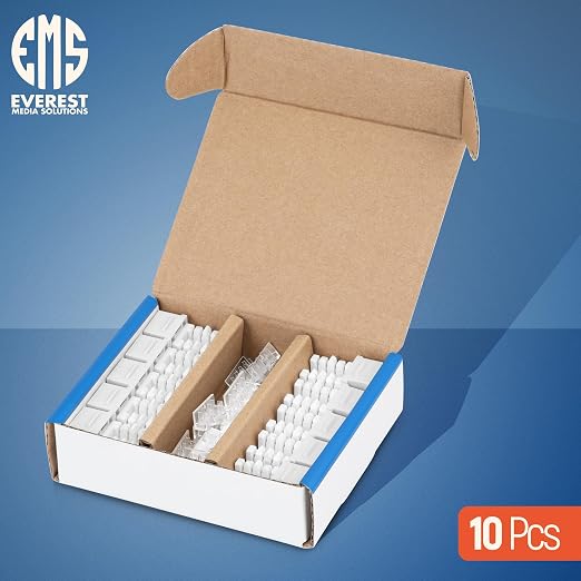 Everest 90° Angled RJ45 Cat6 Keystone Jacks 10-Pack in White - Image 2
