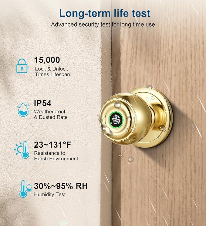 Fingerprint Door Lock, Smart Fingerprint Door Knob - Image 3