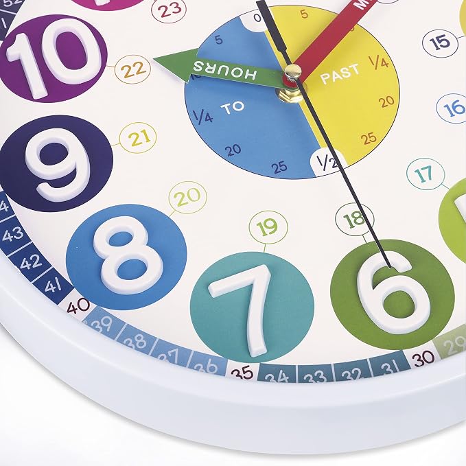 Lafocuse 12 Inch 3D Numbers Silent Kids Wall Clock, Learn to Tell Time Clock - Image 7