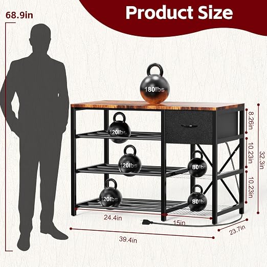 3D Printer Stand with Filament Storage Rack, 3D Printer Table with Power Outlet - Image 9