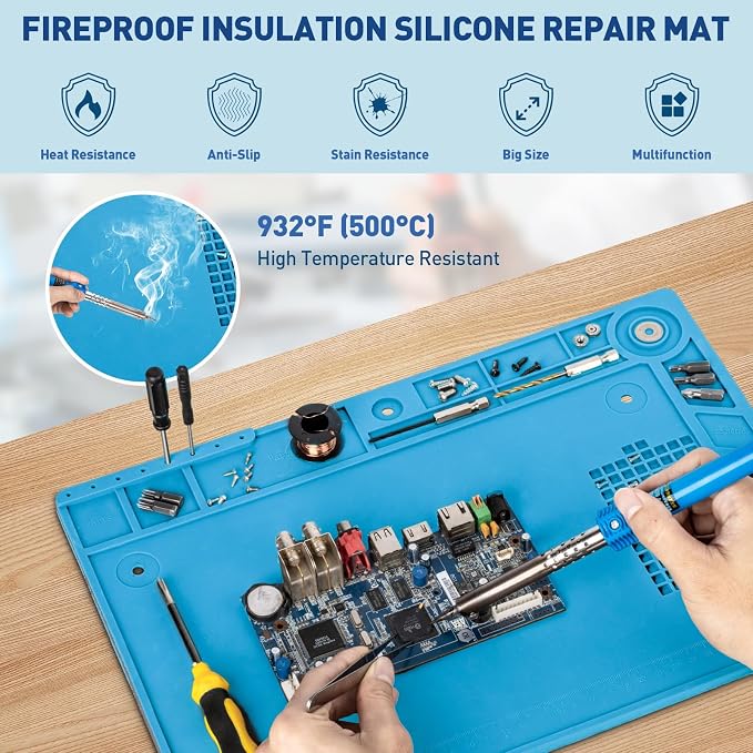 Silicone Mat Helping Hands Soldering Station, 30X/10X Magnifying Glass - Image 3