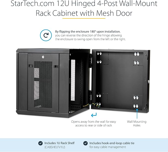 StarTech.com 4-Post 12U Wall Mount Network Cabinet - Image 2