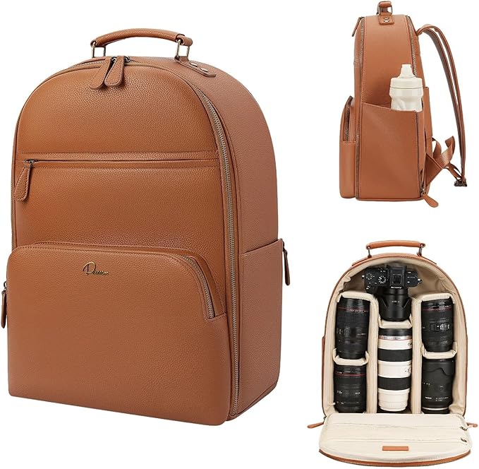 Camera Backpack Classic PU Leather by Divvia