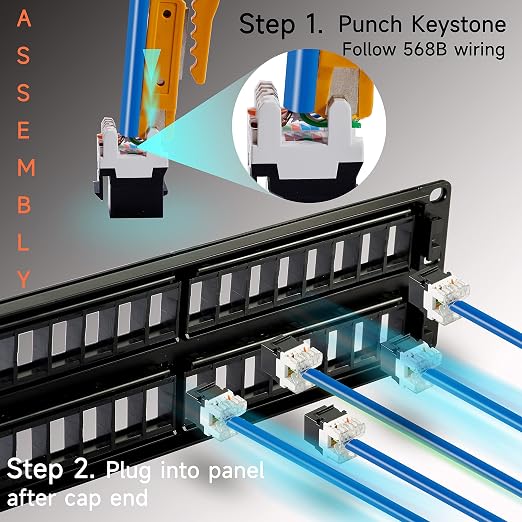 Cat6 Patch Panel 48 Port with Keystone, RJ45 Network Panel 19 Inch, Punch Down - Image 3