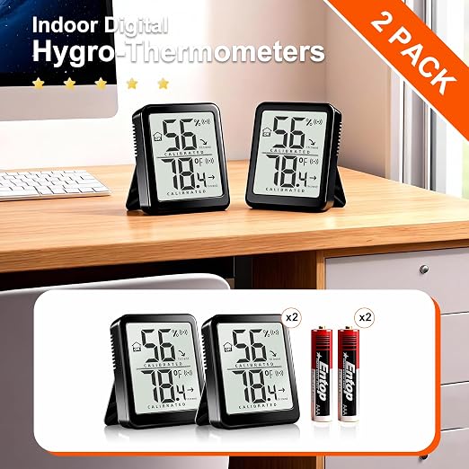 Antonki 2 Pack Room Thermometer Small Hygrometer Indoor Humidity Monitor Sensor - Image 7