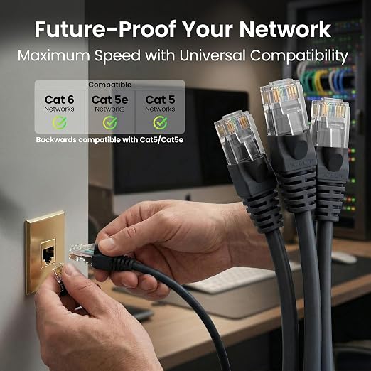 GEARit Cat 6 Ethernet Patch Cable 50 ft Black Cat6 Patch Cables 50ft - Image 9