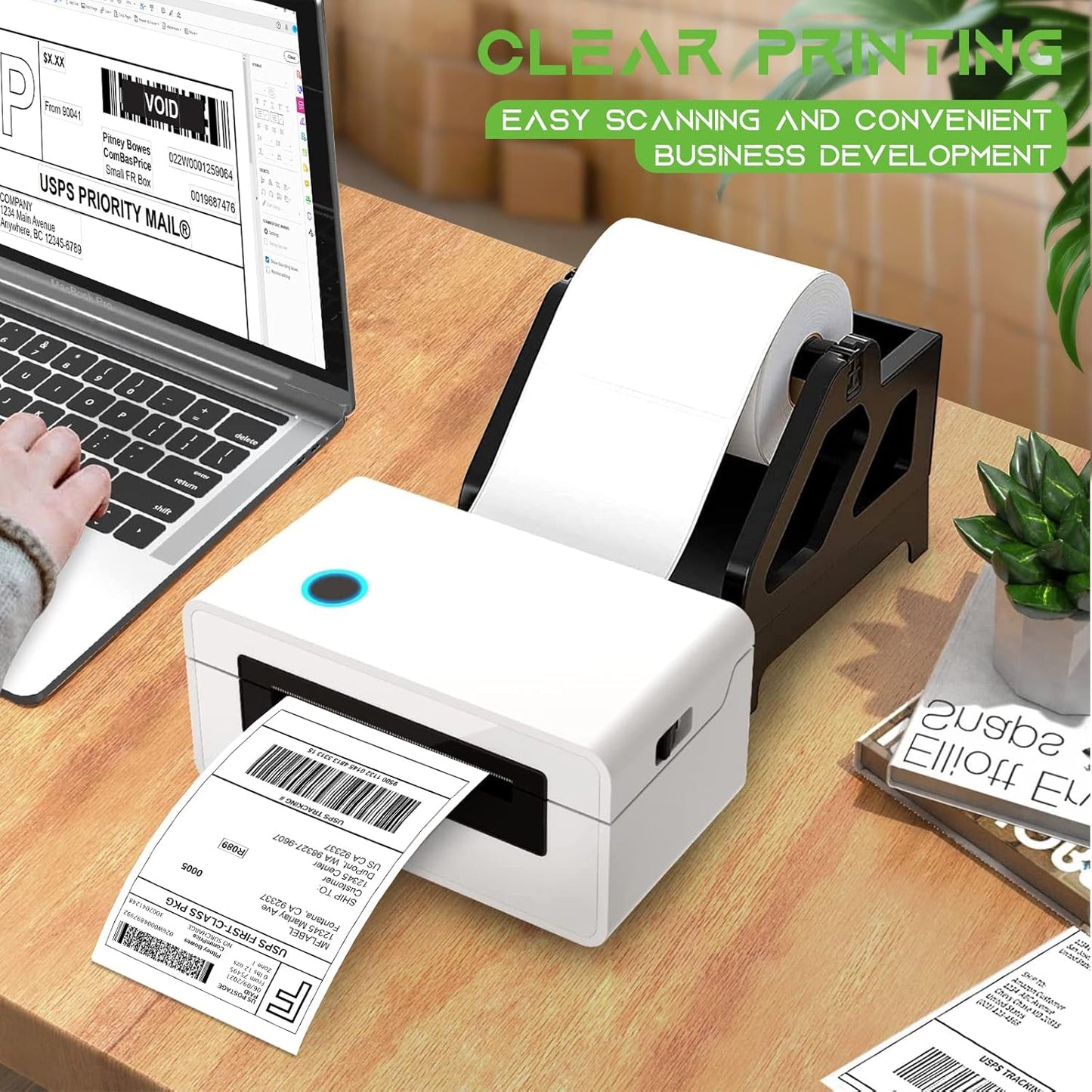 MFLABEL® 8 Rolls of 450 Labels 4x6 Direct Thermal Shipping Labels for Zebra 2844 ZP-450 ZP-500 ZP-505