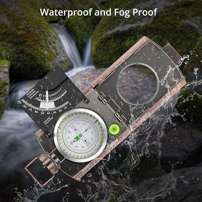 Anbte Compass Hiking Survival, IP65 Waterproof Metal Compass - Image 4