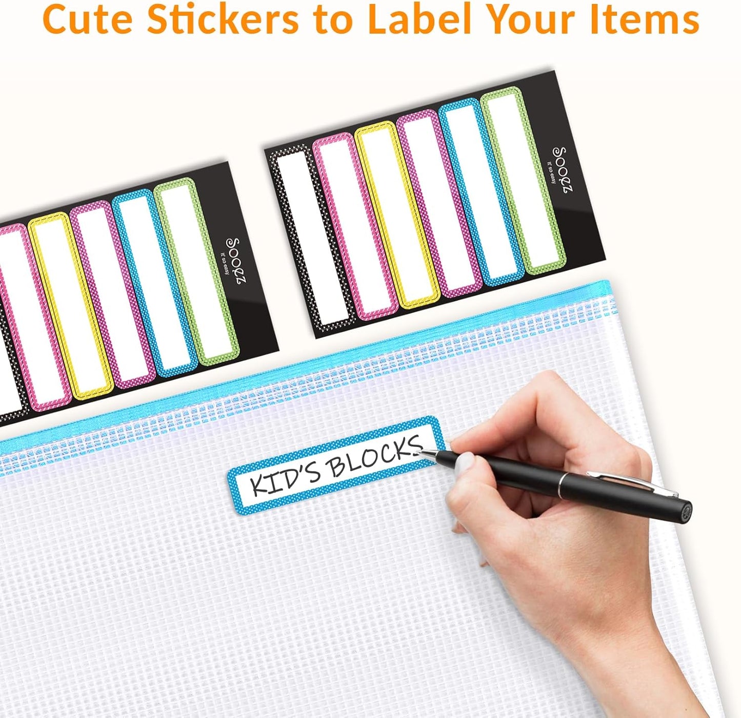 Sooez 24 Pack Mesh Zipper Pouch with Sticky Labels, A4 Mesh Bags for Board Game Puzzles Organization Storage, Durable Letter Size File Folders Organizer for Teacher School Classroom Office Supplies