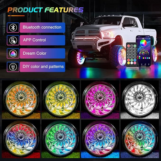 Nilight 4PCS 15.5inch Wheel Ring Lights Deram Color - Image 4