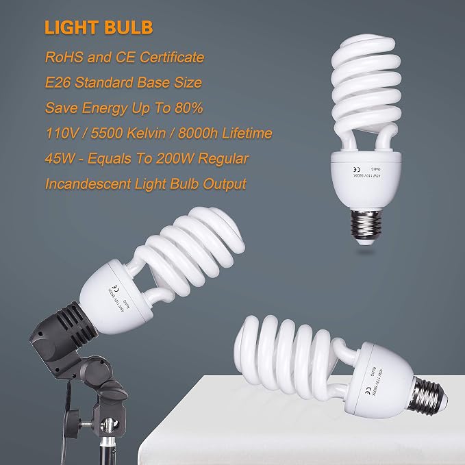 EMART Umbrella Photography Lighting Kit, 200/700W Bulbs, Soft Light Continuous - Image 5