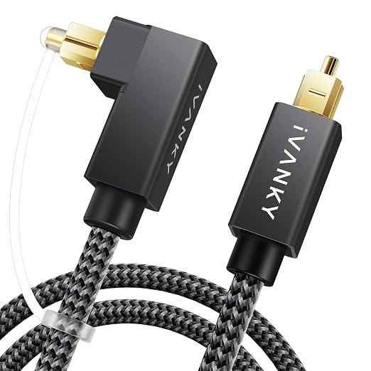 iVANKY Right Angle Optical Audio Cable, 6ft/1.8M 24K Gold-Plated 90 Degree by ivanky