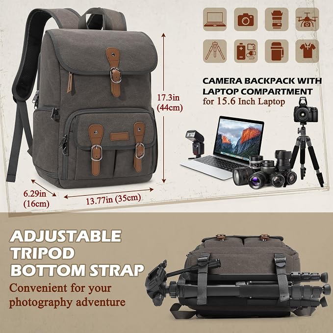 RAINSMORE Camera Bag Backpack for DSLR/SLR Mirrorless 15.6 Inch Laptop Camera - Image 7